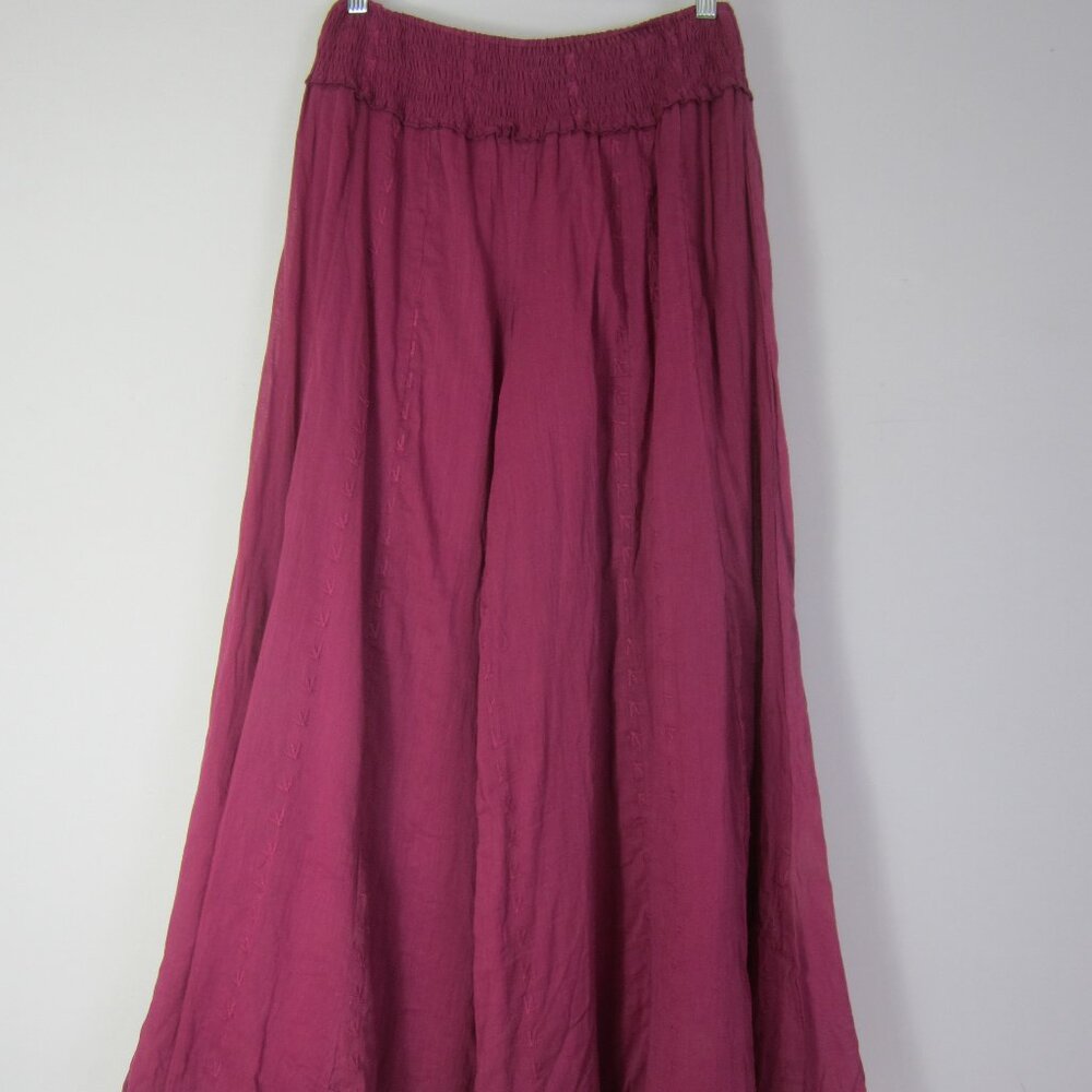 New Floating Lotus Women S / M Purple Embroidered Eyelet Lace Palazzo Pants